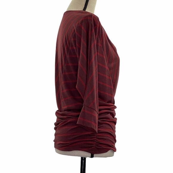MAI Tai Red Striped Cowl Neck 3/4 Sleeve Top Small - Picture 4 of 9